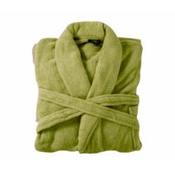 Bademantel flauschig » Saunamantel in Teddy-Plüsch Qualität » leichter/dünner Morgenmantel 100 cm lang » unisex - Olivgrün