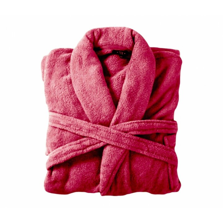 Bademantel flauschig » Saunamantel in Teddy-Plüsch Qualität » leichter/dünner Morgenmantel 100 cm lang » unisex - Pink