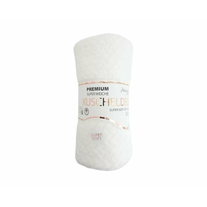 Günstige Jacquard Wohndecke » Kuscheldecke 150x200cm » Couchdecke leichter Flanell » Tagesdecke - Weiß