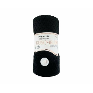Günstige Jacquard Wohndecke » Kuscheldecke 150x200cm » Couchdecke leichter Flanell » Tagesdecke - Schwarz