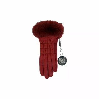 Winter Damen Handschuhe » Nylon Fingerhandschuhe Suede » Winterhandschuhe mit Kunstfell | Damenhandschuhe - Rot