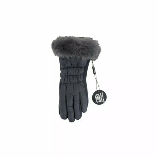 Winter Damen Handschuhe » Nylon Fingerhandschuhe Suede » Winterhandschuhe mit Kunstfell | Damenhandschuhe - Grau
