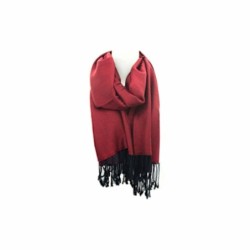 Fransenschal » Winterschal 175 x 70 cm » glänzender Winter Schal » Schal mit schwarzen Fransen - Weinrot