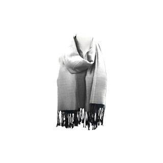 Fransenschal » Winterschal 175 x 70 cm » glänzender Winter Schal » Schal mit schwarzen Fransen - Silber