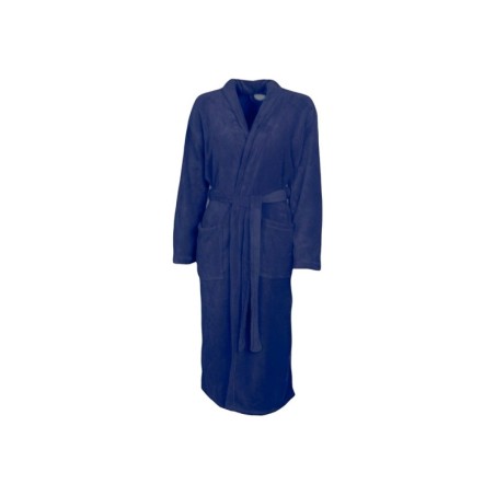 Bademantel knielang » leichter Mikrofaser Saunamantel mit Taschen » Morgenmantel mittellang - Marineblau / L/XL