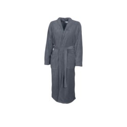 Bademantel knielang » leichter Mikrofaser Saunamantel mit Taschen » Morgenmantel mittellang - Grau / L/XL