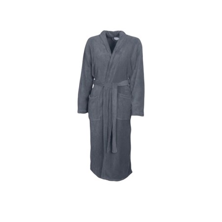 Bademantel knielang » leichter Mikrofaser Saunamantel mit Taschen » Morgenmantel mittellang - Grau / S/M