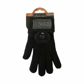 Winter Damen Handschuhe » Strickhandschuhe mit Glitzersteinen » Winterhandschuhe Strass Steine - Schwarz