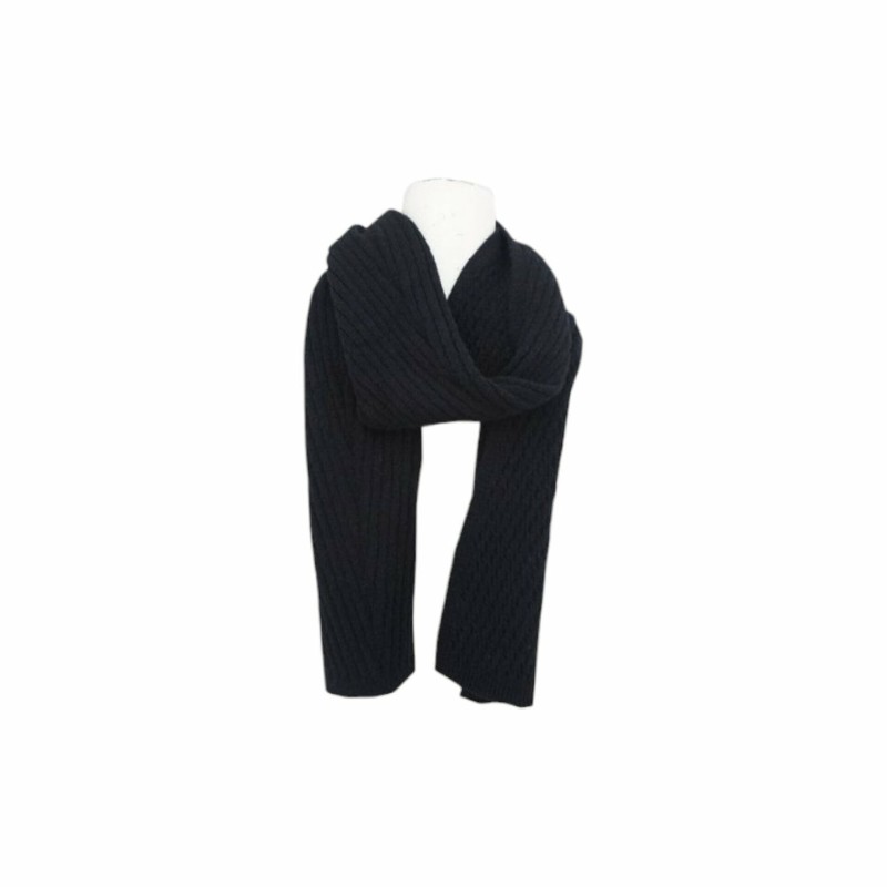 Herren Schal Alpaka Touch » Gerippter Herrenschal mit Wendeoptik » Winter Halstuch Doppelseitig » Strickschal 180x21cm - Schw
