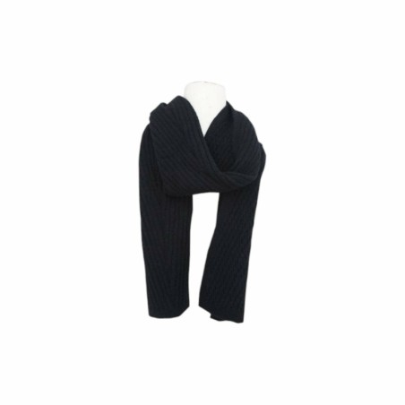 Herren Schal Alpaka Touch » Gerippter Herrenschal mit Wendeoptik » Winter Halstuch Doppelseitig » Strickschal 180x21cm - Schw