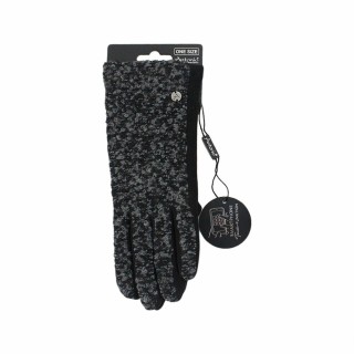 Winter Damen Handschuhe Bouclé » günstige Fingerhandschuhe » Winterhandschuhe mit Smartphone Touch-Funktion - Hellgrau/Schwar