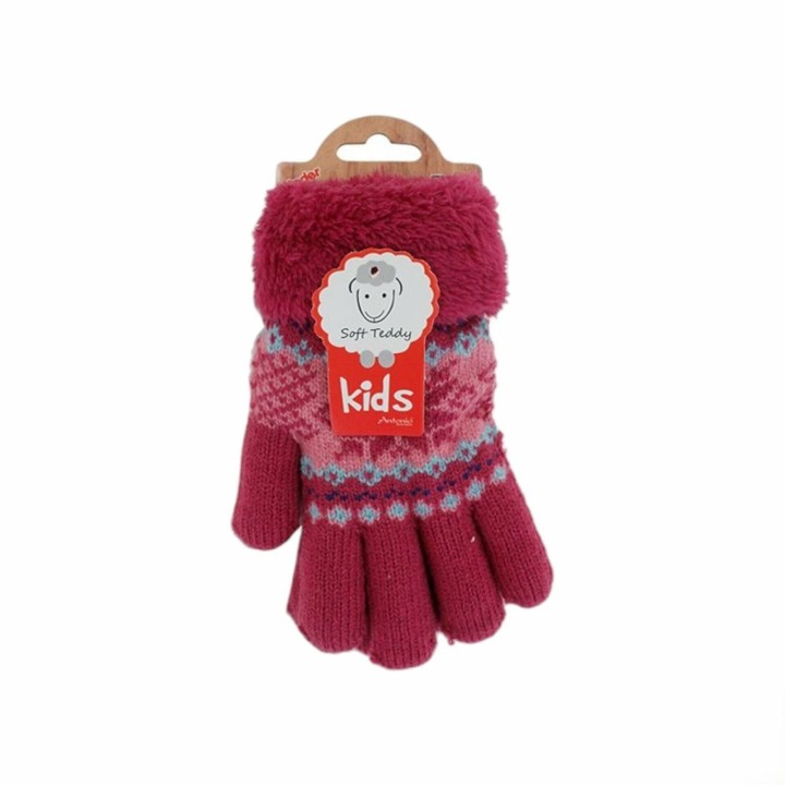 Kinder Winter Handschuhe » Fingerhandschuhe Norweger Stern » Strickhandschuhe warm gefütterte » Soft Teddy Kinderhandschuhe -