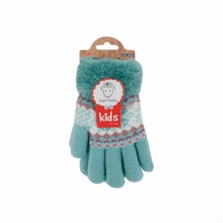 Kinder Winter Handschuhe » Fingerhandschuhe Norweger Stern » Strickhandschuhe warm gefütterte » Soft Teddy Kinderhandschuhe -