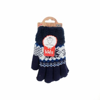 Kinder Winter Handschuhe » Fingerhandschuhe Norweger Stern » Strickhandschuhe warm gefütterte » Soft Teddy Kinderhandschuhe -