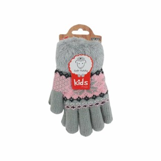 Kinder Winter Handschuhe » Fingerhandschuhe Norweger Stern » Strickhandschuhe warm gefütterte » Soft Teddy Kinderhandschuhe -