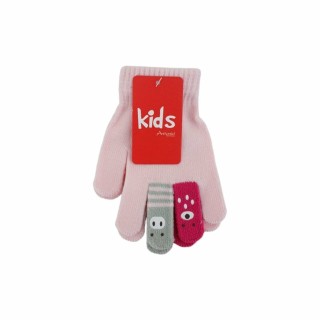 Kinder Winter Handschuhe » Kinderhandschuhe mit Tier Fingern » Fingerhandschuhe » teilweise mit Teddyfutter - Rosa