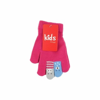 Kinder Winter Handschuhe » Kinderhandschuhe mit Tier Fingern » Fingerhandschuhe » teilweise mit Teddyfutter - Pink