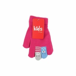 Kinder Winter Handschuhe » Kinderhandschuhe mit Tier Fingern » Fingerhandschuhe » teilweise mit Teddyfutter - Pink