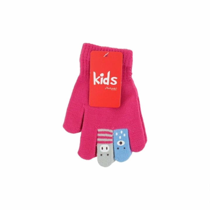 Kinder Winter Handschuhe » Kinderhandschuhe mit Tier Fingern » Fingerhandschuhe » teilweise mit Teddyfutter - Pink