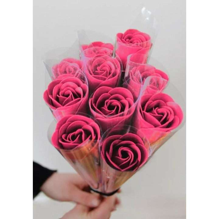 Baderosen Strauß » Set 10 x Bade Rosen » Badekonfetti mit Rosen Duft » Seifenrosen » Blumenstrauß - Pink