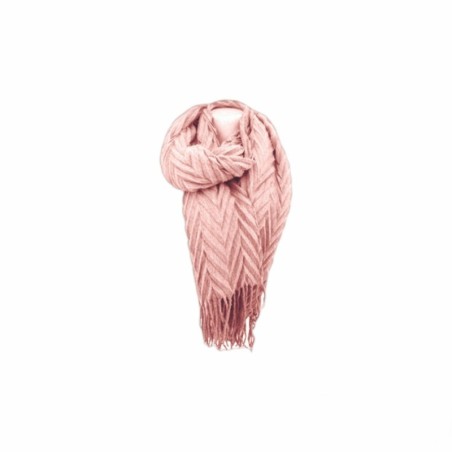 Winter Damen Schal » Fransenschal 220 x 72 cm » Damenschal in Faltenoptik » Winterschal Soft Cashmera Plissee - Rosa