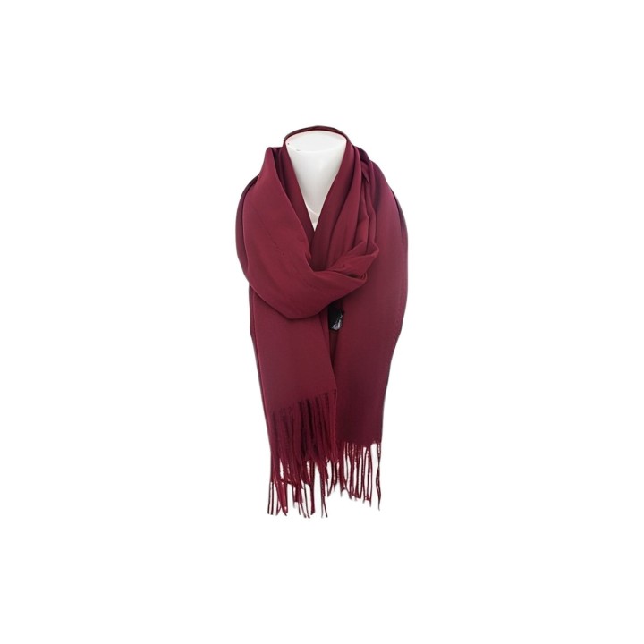 Damenschal Soft Cashmera » Fransenschal 180 x 70 cm » Winter Damen Schal » Herbst / Winter Schal - Weinrot