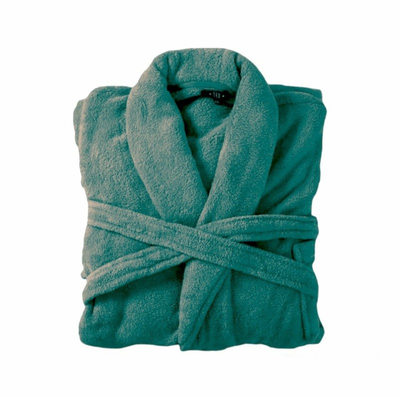 Bademantel flauschig » Saunamantel in Teddy-Plüsch Qualität » leichter/dünner Morgenmantel 100 cm lang » unisex - Petrol