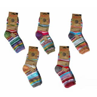 Kinder Wollsocken 3er Pack » 3 Paar bunt geringelte Strümpfe » Kinderstrümpfe Nature Socks » Wintersocken für Kinder - 27-30