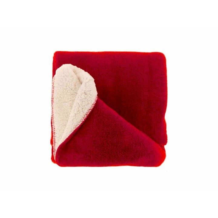 Kuscheldecke 130x180cm » Couchdecke Teddy-Stoff » Wohndecke 'Tommie' mit Wendeoptik - Rot