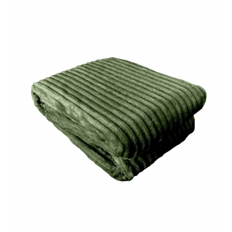 Kuscheldecke in Cord-Optik » Wohndecke 200x150cm » Tagesdecke mit Antipilling-Effekt » warme Couchdecke - Olivgrün