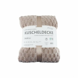Premium Kuscheldecke » Waffeloptik Wohndecke » Couchdecke Soft Teddy | Tagesdecke 150 x 200 cm - Beige