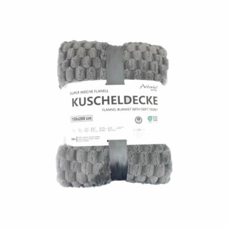 Premium Kuscheldecke » Waffeloptik Wohndecke » Couchdecke Soft Teddy | Tagesdecke 150 x 200 cm - Grau