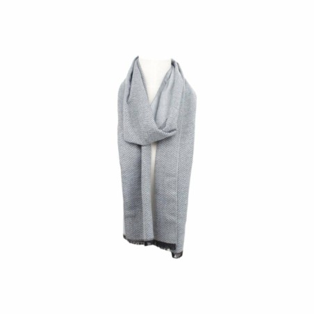 Winter Herren Schal 'Herringbone' » Soft Cashmera Herrenschal | Winterschal 180x30 cm - Hellgrau mit Fischgrätmuster