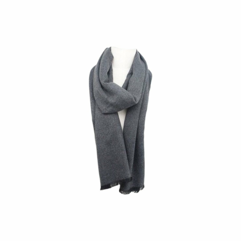 Winter Herren Schal 'Herringbone' » Soft Cashmera Herrenschal | Winterschal 180x30 cm - Dunkelgrau mit Fischgrätmuster