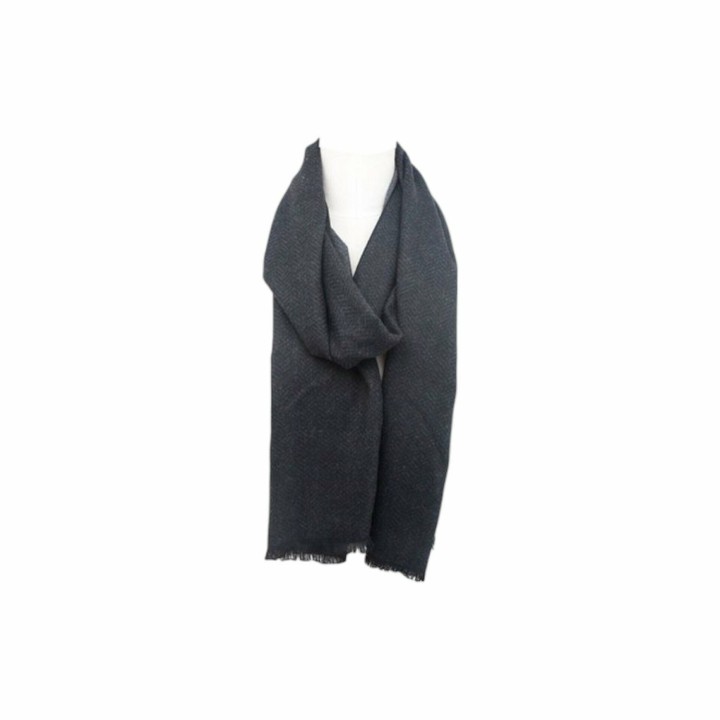 Winter Herren Schal 'Herringbone' » Soft Cashmera Herrenschal | Winterschal 180x30 cm - Schwarz mit Fischgrätmuster