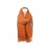 Winter Damen Schal Cashmera » Fransenschal Soft Feeling » Winterschal 180x72 cm » Damenschal mit Blume - Orange