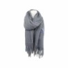 Winter Damen Schal Cashmera » Fransenschal Soft Feeling » Winterschal 180x72 cm » Damenschal mit Blume - Grau