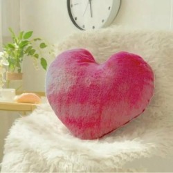 Herzkissen » Kuschelkissen 45 x 45 cm » weiches Herz Kissen » Dekokissen » Zierkissen aus Kunstfell - Pink