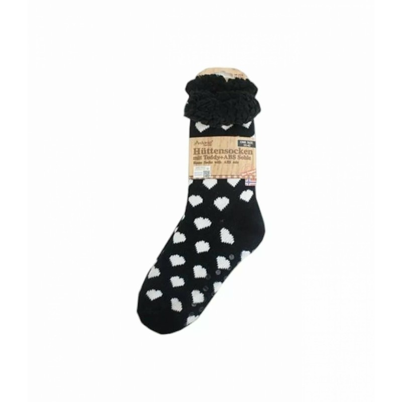 Hüttensocken » Kuschelsocken » Anti Rutsch Socke » Winter Hausschuhe » Strick Fleece in schwarz/weiß - Motiv 11