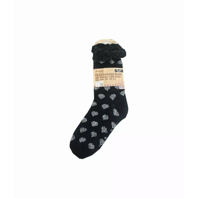 Hüttensocken » Kuschelsocken » Anti Rutsch Socke » Winter Hausschuhe » Strick Fleece in schwarz/weiß - Motiv 4
