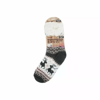 Hüttensocken » Kuschelsocken » Anti Rutsch Socke » Winter Hausschuhe » Strick Fleece in grau/rosa/weiß - Motiv 6