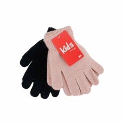 2er Pack Kinder Handschuhe » Doppelpack Kinderhandschuhe » Fingerhandschuhe in 2 Farben - Rosa/Schwarz
