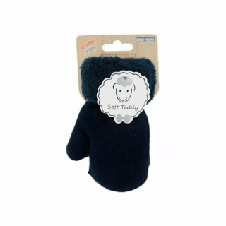 Kinder Fäustlinge » Winter Teddy Handschuhe | Kinderhandschuhe weich gefüttert | Strickhandschuhe warm - Dunkelblau