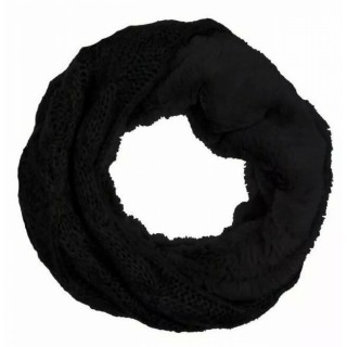 Winter Damen Loop Schal » Loopschal mit Wendemöglichkeit » Strickschal mit Fell » Damenschal warm und flauschig - Schwarz