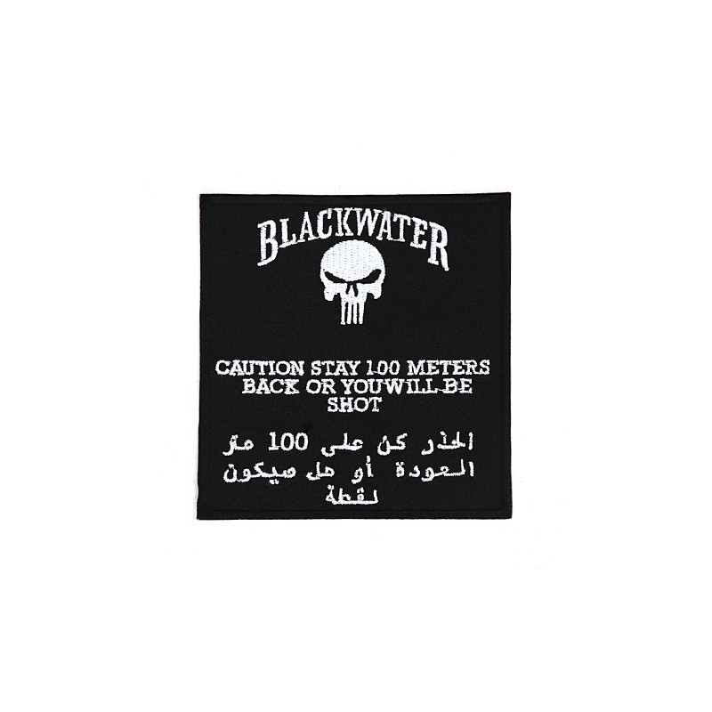Aufnäher Blackwater schwarz/weiß 9,2 x 9,6 selbstklebend