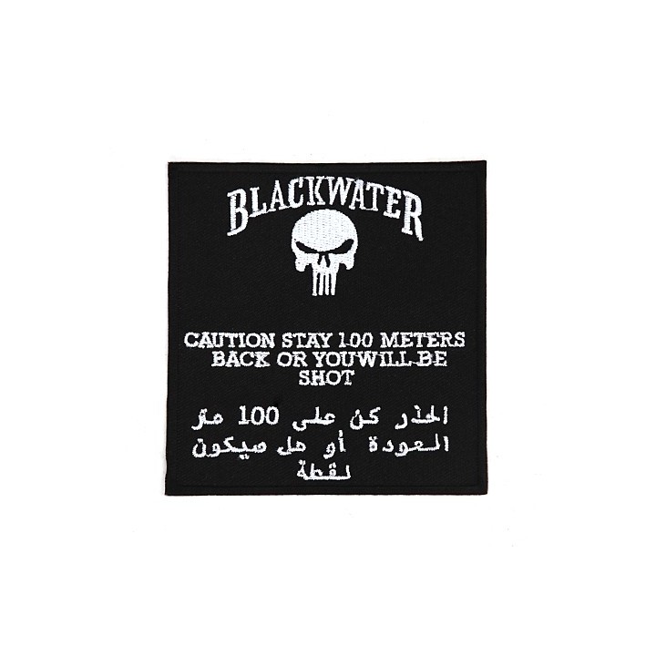 Aufnäher Blackwater schwarz/weiß 9,2 x 9,6 selbstklebend