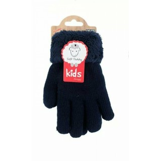 Kinder Winter Handschuhe » Strickhandschuhe » Fingerhandschuhe warme Soft Teddy Füllung » gefütterte Kinderhandschuhe - Dunke