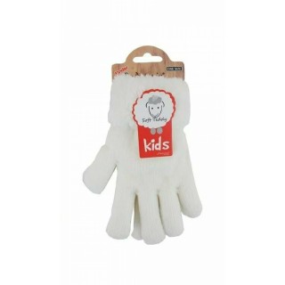 Kinder Winter Handschuhe » Strickhandschuhe » Fingerhandschuhe warme Soft Teddy Füllung » gefütterte Kinderhandschuhe - Weiß