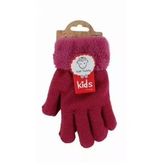Kinder Winter Handschuhe » Strickhandschuhe » Fingerhandschuhe warme Soft Teddy Füllung » gefütterte Kinderhandschuhe - Purpu