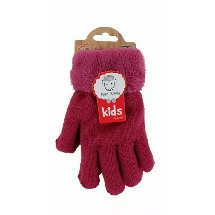 Kinder Winter Handschuhe » Strickhandschuhe » Fingerhandschuhe warme Soft Teddy Füllung » gefütterte Kinderhandschuhe - Purpu